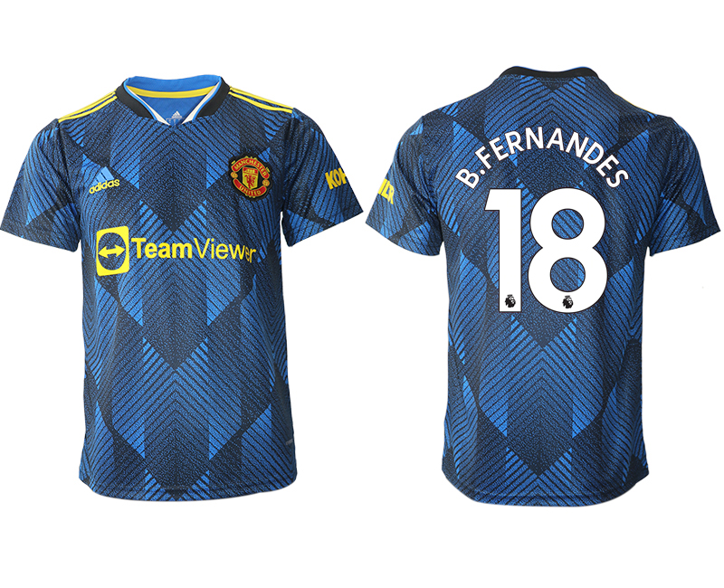 Men 2021-2022 Club Manchester United Second away aaa version blue #18 Soccer Jersey